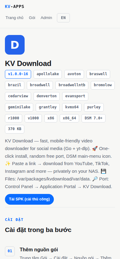 spkrepo-05-mobile-app-detail From Personal Problem to Community Solution: Building Self-Hosted AI Media Apps for Synology NAS